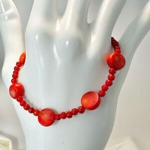 Sterling silver coral beaded bracelet